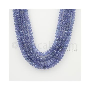 4.00 to 5.50 mm - 4 Lines - Tanzanite Faceted Beads - 17 to 19 inches (TzFB1010)