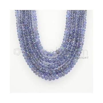 3.50 to 7.00 mm - 5 Lines - Tanzanite Faceted Beads - 17 to 20 inches (TzFB1011)
