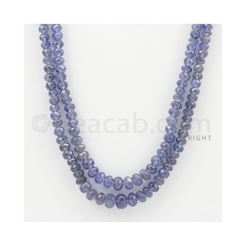 3.50 to 7.50 mm - 2 Lines - Tanzanite Faceted Beads - 20 to 21 inches (TzFB1015)