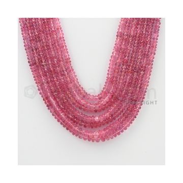 3.00 to 5.50 mm - Pink Sapphire Faceted Beads - 513.00 Carats - 7 Lines (PnSFB1002)