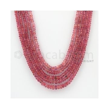 2.30 to 4.50 mm - Pink Sapphire Faceted Beads - 242.80 Carats - 5 Lines (PnSFB1005)