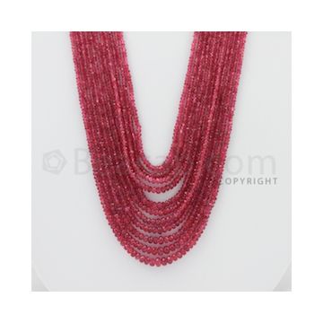 2.00 to 5.00 mm - Pink Sapphire Faceted Beads - 367.00 Carats - 11 Lines (PnSFB1011)