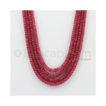 2.50 to 4.50 mm - Pink Sapphire Faceted Beads - 337.80 Carats - 5 Lines (PnSFB1012)