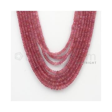 2.00 to 5.00 mm - Pink Sapphire Faceted Beads - 327.25 Carats - 8 Lines (PnSFB1013)