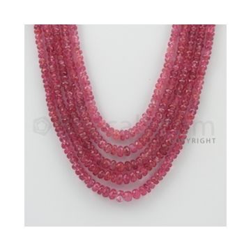 3.00 to 5.50 mm - Pink Sapphire Faceted Beads - 426.20 Carats - 5 Lines (PnSFB1025)