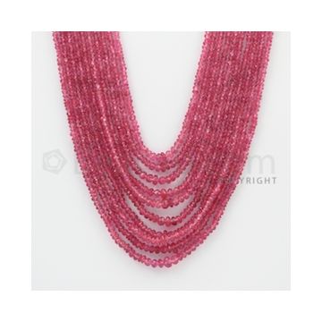 2.00 to 5.00 mm - Pink Sapphire Faceted Beads - 346.50 Carats - 10 Lines (PnSFB1028)