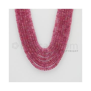 2.50 to 4.50 mm - Pink Sapphire Faceted Beads - 312.20 Carats - 7 Lines (PnSFB1030)