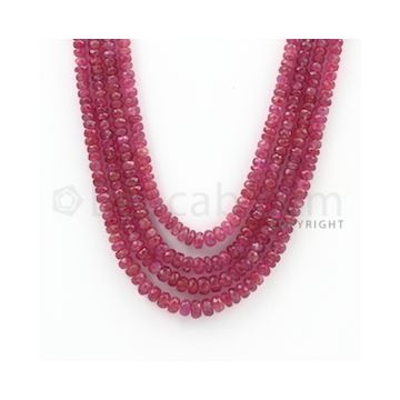 3.30 to 5.60 mm - Pink Sapphire Faceted Beads - 323.00 Carats - 4 Lines (PnSFB1031)