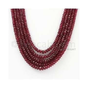 2.30 to 4.80 mm - Ruby Faceted Beads - 230.00 Carats - 5 Lines (RFB1024)