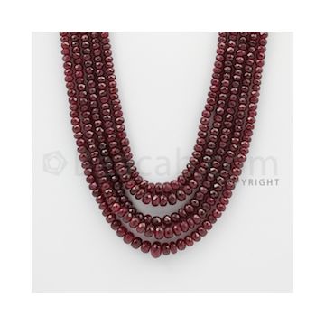 3.20 to 7.50 mm - Ruby Faceted Beads - 452.10 Carats - 5 Lines (RFB1034)