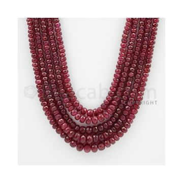 3.00 to 6.50 mm - Ruby Faceted Beads - 469.65 Carats - 5 Lines (RFB1045)