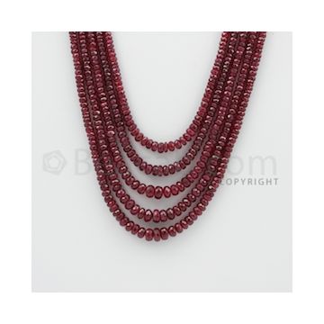 2.40 to 6.00 mm - Ruby Faceted Beads - 350.30 Carats - 5 Lines (RFB1050)
