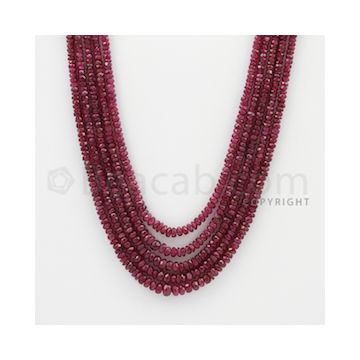 2.20 to 4.50 mm - Ruby Faceted Beads - 225.00 Carats - 5 Lines (RFB1053)