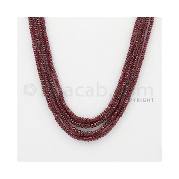 2.40 to 4.00 mm - Ruby Faceted Beads - 186.00 Carats - 4 Lines (RFB1057)