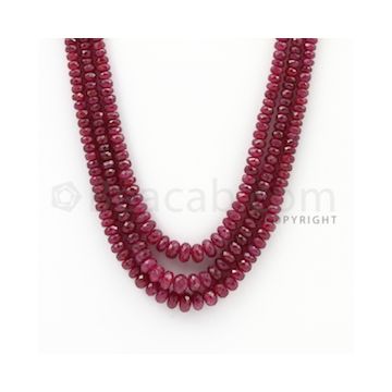 2.80 to 4.80 mm - Ruby Faceted Beads - 224.10 Carats - 3 Lines (RFB1062)