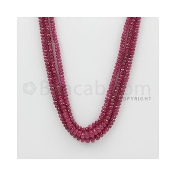 2.80 to 5.80 mm - Ruby Faceted Beads - 205.90 Carats - 3 Lines (RFB1065)