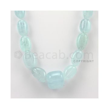 20.00 to 23.00 mm - Aquamarine Tumbled Beads - 697.00 Carats - 1 Line (AqTuB1001)