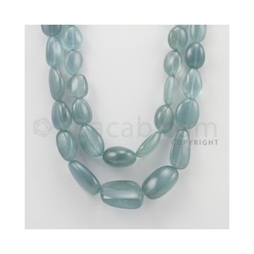 16.00 to 28.00 mm - Aquamarine Tumbled Beads - 726.00 Carats - 2 Lines (AqTuB1011)