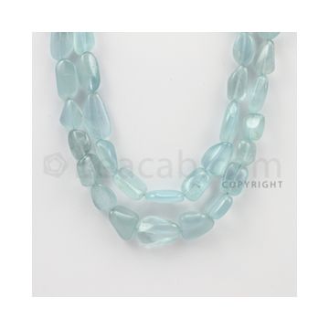 11.00 to 19.00 mm - Aquamarine Tumbled Beads - 425.90 Carats - 2 Lines (AqTuB1016)