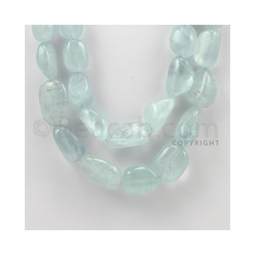 11.00 to 22.00 mm - Aquamarine Tumbled Beads - 846.35 Carats - 2 Lines (AqTuB1018)