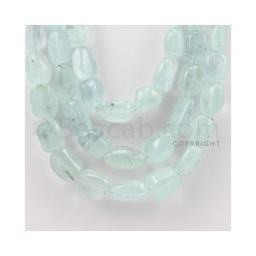 10.00 to 20.00 mm - Aquamarine Tumbled Beads - 1009.75 Carats - 3 Lines (AqTuB1020)