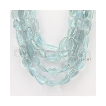 7.00 to 16.00 mm - Aquamarine Tumbled Beads - 463.90 Carats - 4 Lines (AqTuB1022)
