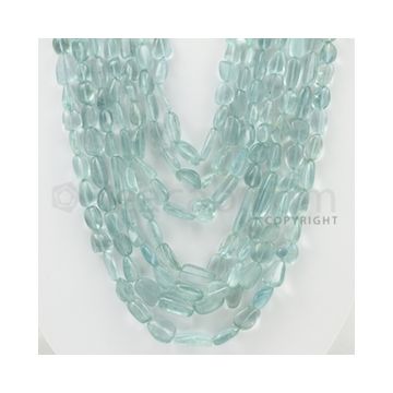9.00 to 17.00 mm - Aquamarine Tumbled Beads - 1089.00 Carats - 7 Lines (AqTuB1025)