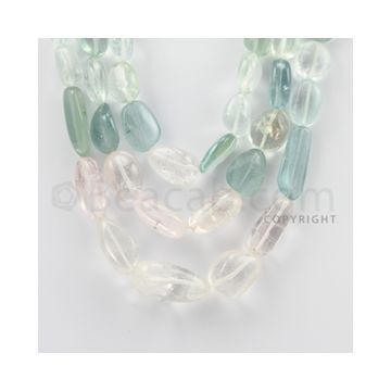 13.00 to 29.00 mm - Aquamarine, Morganite Tumbled Beads - 1004.63 Carats - 3 Lines (MAqTuB1003)