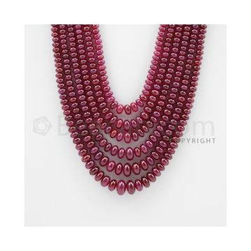 3.50 to 8.50 mm - Ruby Smooth Beads - 716.55 Carats - 6 Lines (RSB1038)