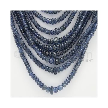 2.50 to 5.00 mm - 25 Lines - Sapphire Faceted Beads - 17 to 31 inches (SFB1016)
