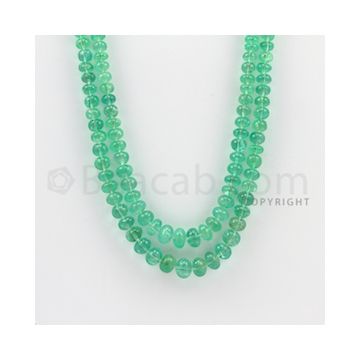 4.25 to 8.50 mm - 2 Lines - Emerald Smooth Beads - 19 to 20 inches (EmSB1006)