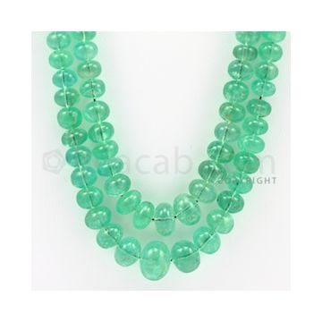 5.00 to 11.50 mm - 2 Lines - Emerald Smooth Beads - 22 to 24 inches (EmSB1008)