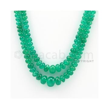 4.50 to 9.50 mm - 2 Lines - Emerald Smooth Beads - 12 to 13 inches (EmSB1010)