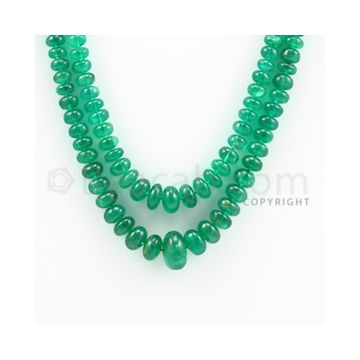 3.20 to 9.00 mm - 2 Lines - Emerald Smooth Beads - 13 to 14 inches (EmSB1011)