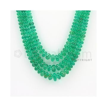 3.00 to 8.50 mm - 3 Lines - Emerald Smooth Beads - 17 to 19 inches (EmSB1012)