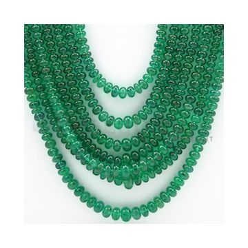 3.00 to 6.00 mm - 2 Lines - Emerald Smooth Beads - 25 to 30 inches (EmSB1016)