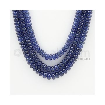 3.50 to 6.00 mm - 3 Lines - Sapphire Smooth Beads - 19 to 20 inches (SSB1001)