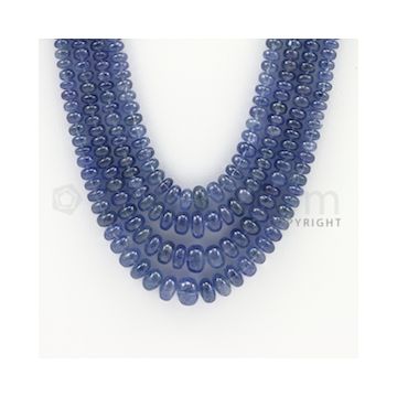 3.00 to 8.30 mm - 4 Lines - Sapphire Smooth Beads - 20 to 24 inches (SSB1016)