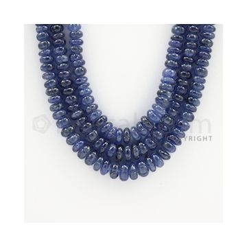 4.25 to 7.25 mm - 3 Lines - Sapphire Carved Beads - 18 to 20 inches (SCarB1001)