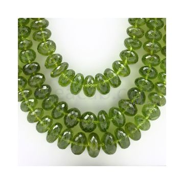 6.80 to 13.00 mm - 3 Lines - Peridot Faceted Roundel Beads - 24 to 26 inches (PFRo1001)