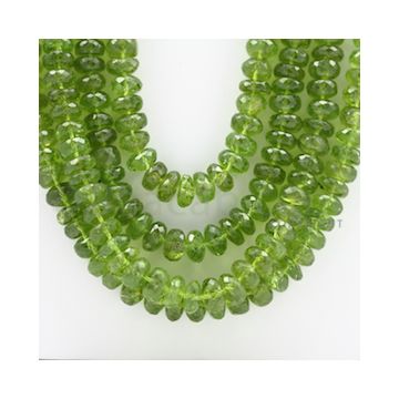 8.00 to 10.00 mm - 4 Lines - Peridot Faceted Roundel Beads - 24 to 27 inches (PFRo1002)