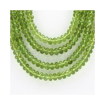 6.50 to 7.50 mm - 4 Lines - Peridot Faceted Roundel Beads - 19 to 21 inches (PFRo1003)