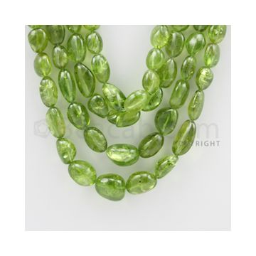 7.50 to 14.50 mm - 4 Lines - Peridot Smooth Tumbled Beads - 20 to 23 inches (PSTu1003)