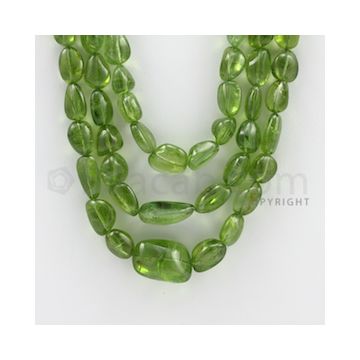 6.50 to 20.00 mm - 3 Lines - Peridot Smooth Tumbled Beads - 20 to 22 inches (PSTu1004)