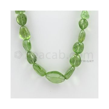 9.00 to 20.00 mm - 1 Line - Peridot Smooth Tumbled Beads - 22 inches (PSTu1005)