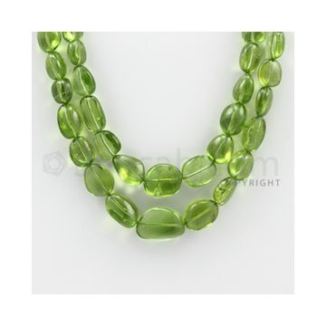 6.50 to 16.00 mm - 2 Lines - Peridot Smooth Tumbled Beads - 19 to 20 inches (PSTu1006)