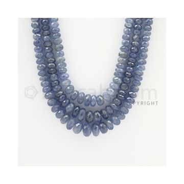 3.50 to 8.00 mm - 3 Lines - Sapphire Faceted Roundel Beads - 22 to 24 inches (SFRoB1010)