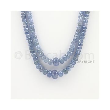 4.50 to 11.00 mm - 2 Lines - Sapphire Faceted Roundel Beads - 18 to 19 inches (SFRoB1011)