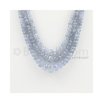3.00 to 12.00 mm - 3 Lines - Sapphire Faceted Roundel Beads - 16 to 19 inches (SFRoB1019)