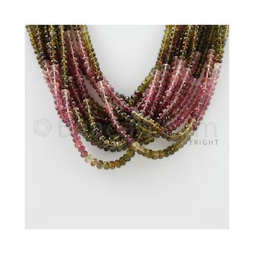 3.00 to 4.70 mm - 14 Lines - Tourmaline Faceted Beads - 17 inches (MuToFB1007)